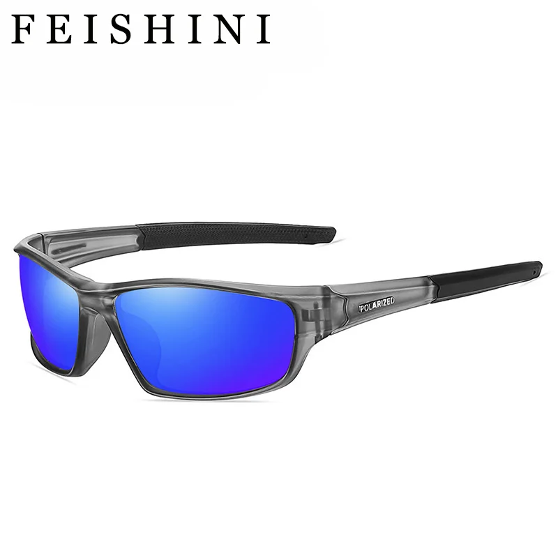 

FEISHINI 2023 Light Sunglass Women Vintage High Quality Plastic Titanium Square Clear Sunglasses Polarized Men UV Protection