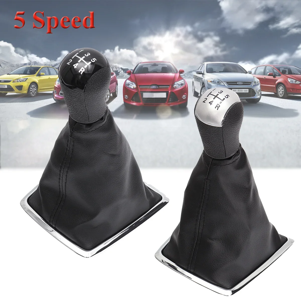 5/6 Speed Car Manual Gear Shift Knob Lever Shifter Gaiter Boot Cover For Ford For Focus MK II 2005 2006 2007 2008