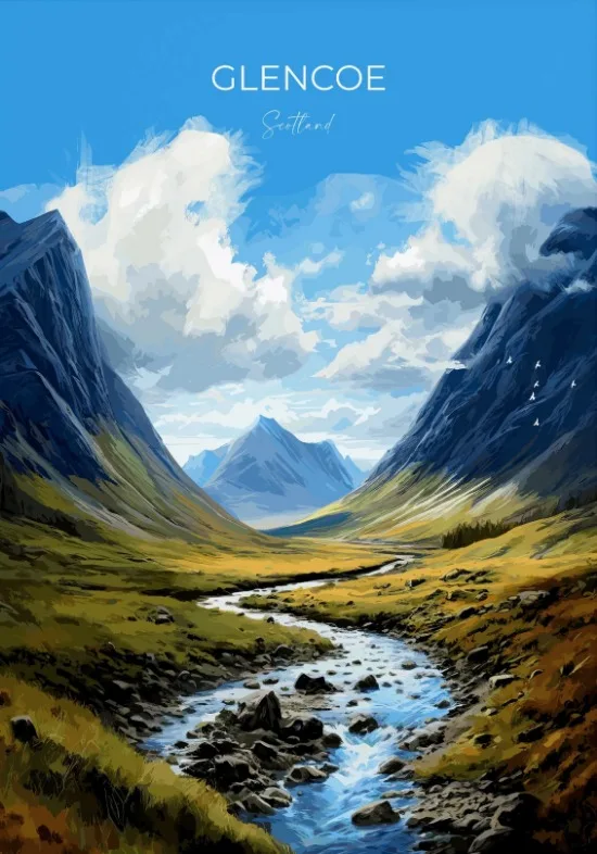 Scotland Highlands St Andrews Edinburgh Glencoe Travel Poster Scotland Landscape Aesthetic Wall Decor Canvas Prints Travel Gift