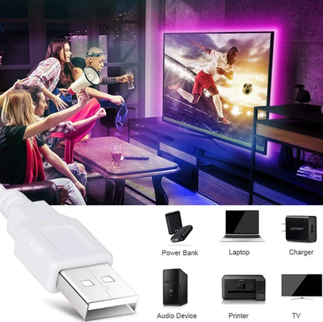 Bande lumineuse LED USB 5M, 5V, 3528, 1 mètre, 5 mètres, blanc chaud et froid, rose, vert, bleu, rouge, ruban SMD, lumière d'armoire de plafond, étanche 5