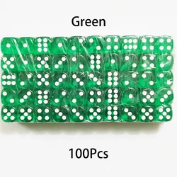 100 - Piece Set of Multicolor Transparent Acrylic Dice with Rounded Edges (12mm - Green)