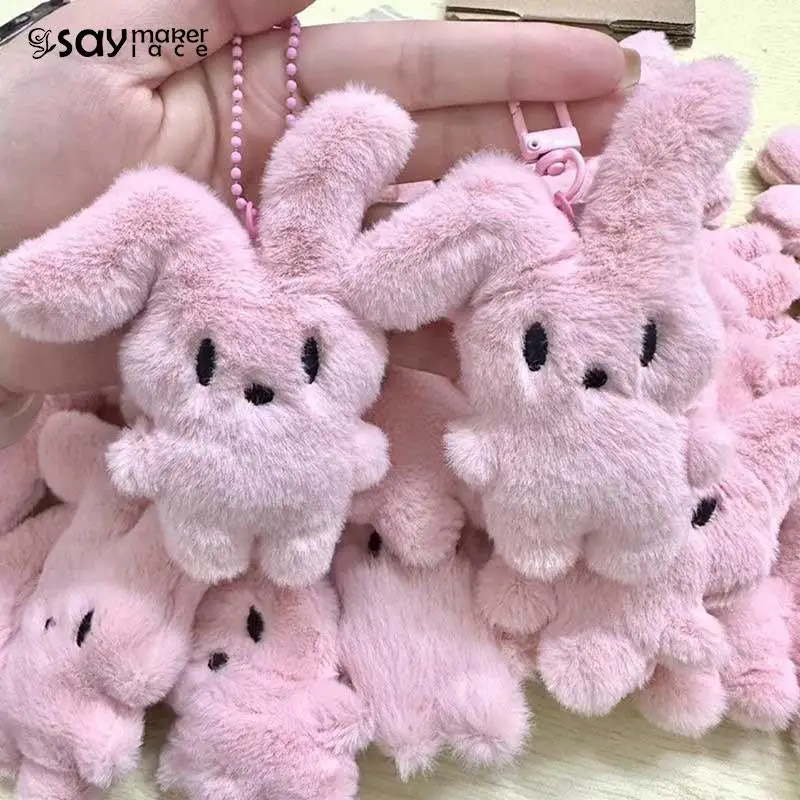 Cartoon Plush Keyring Soft Cute Pink Rabbit Doll Keychain Backpack Car ...
