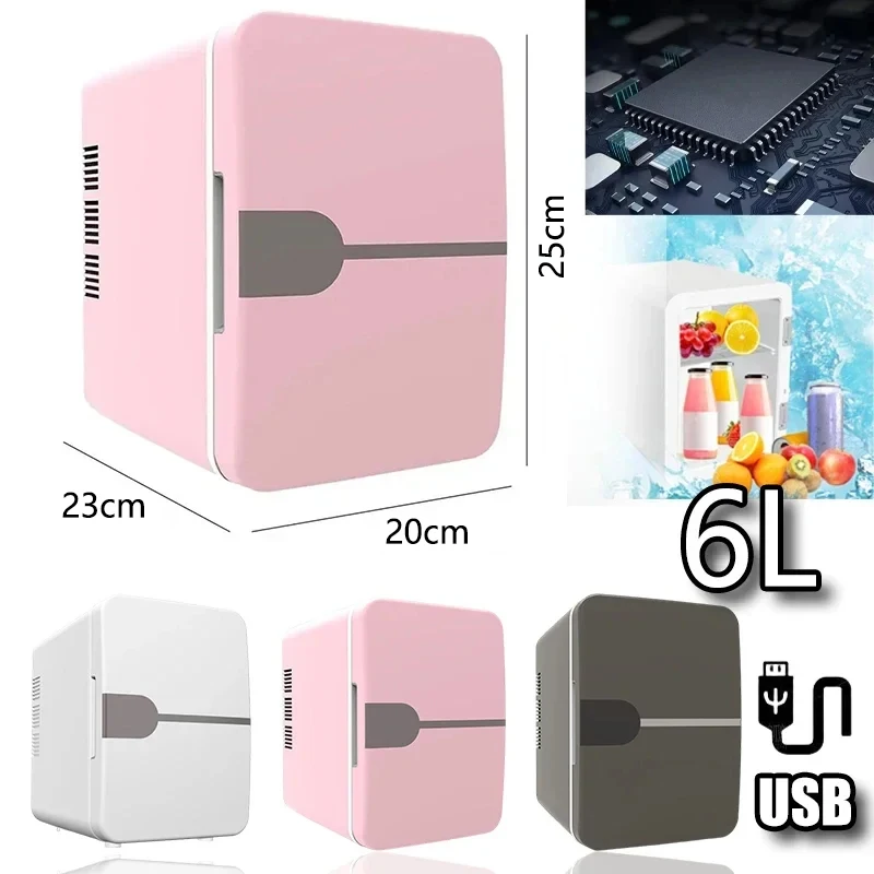 6L Car Mini Fridge for Beauty Cosmetics Mask Makeup Skincare Semiconductor USB Heated Cooling Dormitory mini refrigerator