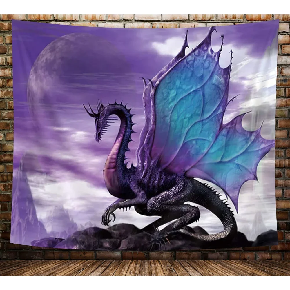 

*Trippy Purple Flying Dragon Tapestry Gothic Moon Psychedelic Animal Wall Hanging Fantasy Tapestries Bedroom Wall Decor Cloth