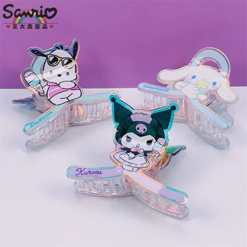 Kawaii Sanrio Cinnamoroll My Melody Cartoon Acrylic Hair Claw Clips Hair Grab Clip Shark Clip Hair Accessories Girls Gifts cheap transparent acrylic bracelet display holder for jewelry bangle organizer elastic hair shelf rubber band rack stand tube