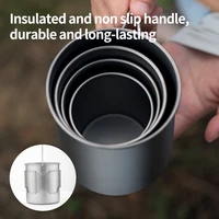 Titanium Cup Outdoor Portable Camping Picnic Water Cup Mug With Foldable Handle For Outdoor Camping Hiking 300ml/ 450ml /750ml 2