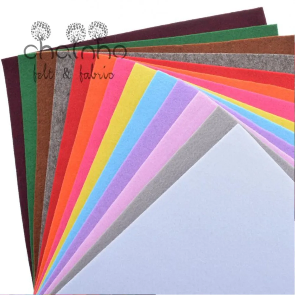 Non Woven Fabric,3mm Thickness,Polyester Acrylic Thick Felt,DIY Sewing Material for Dolls/Crafts/Toys,Solid Color,13pcs 30x30cm