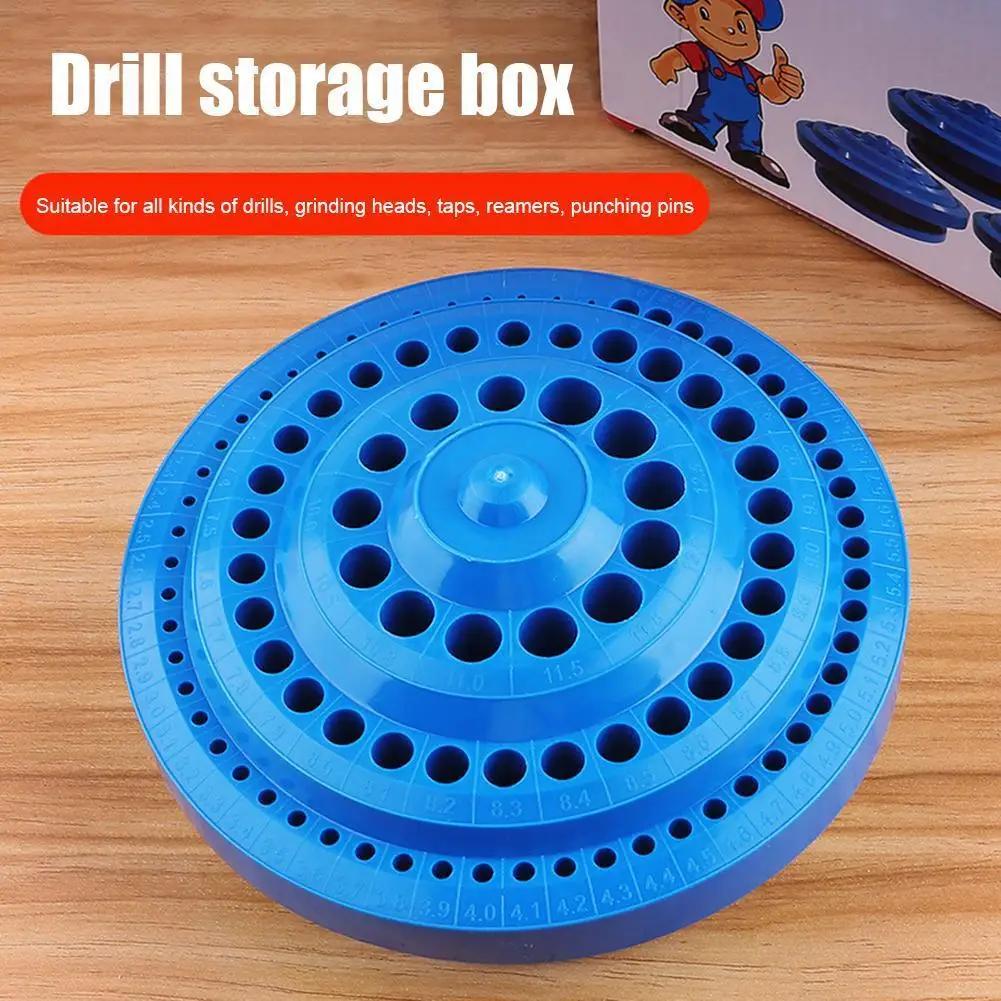 100 Holes Plastic Bit Organizer Stand Round Shape Drill Bit Container Scale Display 360 Degree Rotating for Drill Bit Storage