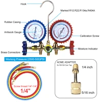 Jauge de collecteur de réfrigérant, ensemble de réfrigération de climatisation, outils de climatisation avec tuyau et crochet pour R404A R410A R22 R134A 2