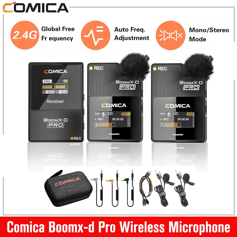 Comica Boomx-D Pro Microfono Wireless 2.4G Wireless Risvolto Mic Per Canon Nikon Sony Fujifilm Camera Smartphone Pc Audio