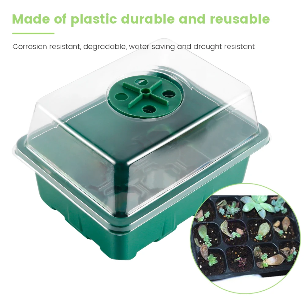 Seed Propagator Tray Plastic Seedlings Trays with Transparent Cover for Garden Indoor seed starter tray seedling tray 5Pcs