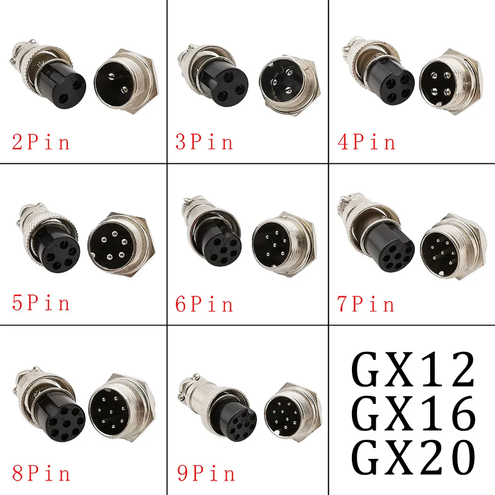 GX12. Conector microfónico hembra aéreo 6 pines