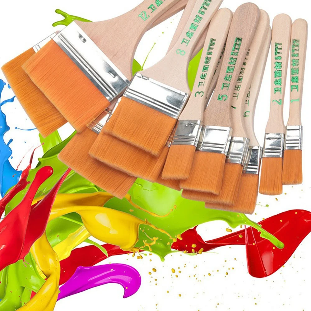 12pcs/set Oil Paint Brush Memory Nylon Paint Brushes For Cleaning Brush Watercolor Wooden Painting Brush Tools Art Supplies Set 3