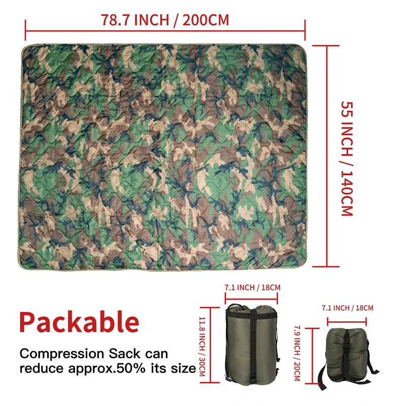 Camping Blanket Ultralight Camping Quilt Tent Cotton Down Sleeping Mat Emergency Poncho Survival