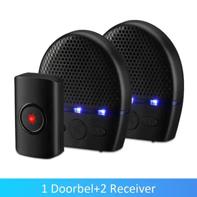 WSDCAM Wireless Doorbell Waterproof 300M Remote LED Flash Security Alarm Outdoor House Welcome Bell Smart Home Door Bell Chime B SET