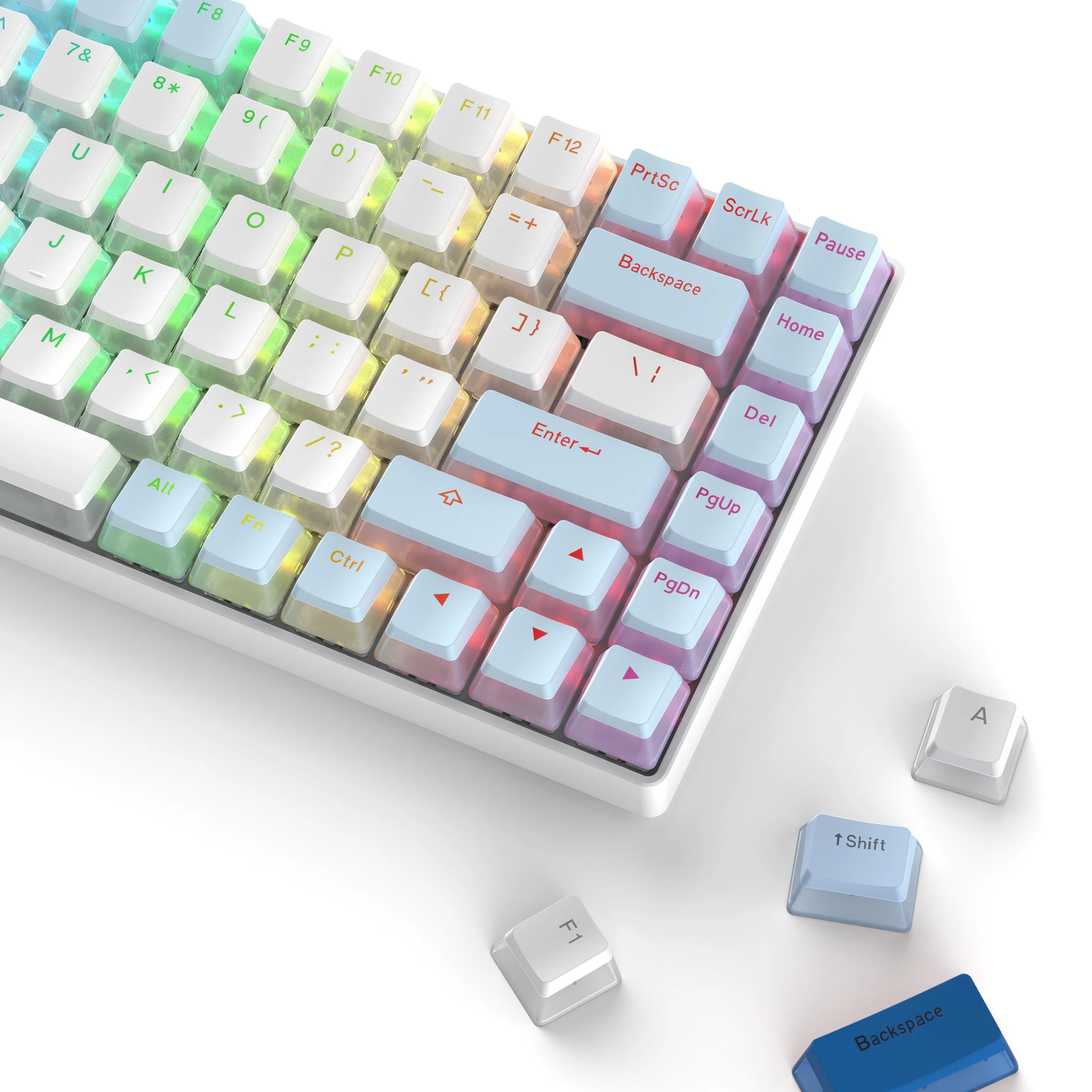 Pudim Pbt Keycaps Double Shot Azul Branco Perfil Oem Alfândega Keycap para 100 75 65 60 Teclado Mecânico 165 Key Set
