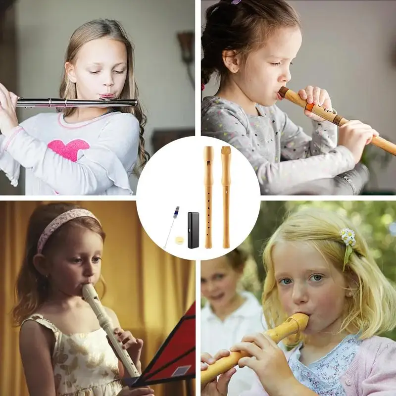 Wooden Recorder 8 Hole Fingering Flute Kids Soprano Recorder Soprano Instrument Lubricating Grease Cleaning treble recorder wooden flute