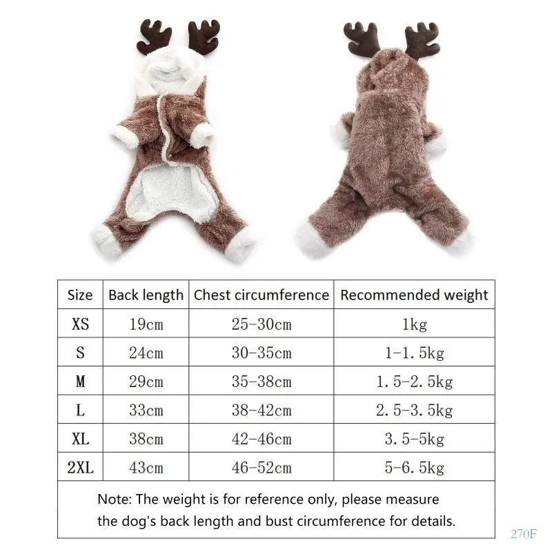 270F 개 후드 애완 동물 크리스마스 옷 Shih Tzu French 자켓 용 따뜻한 봉제 인형