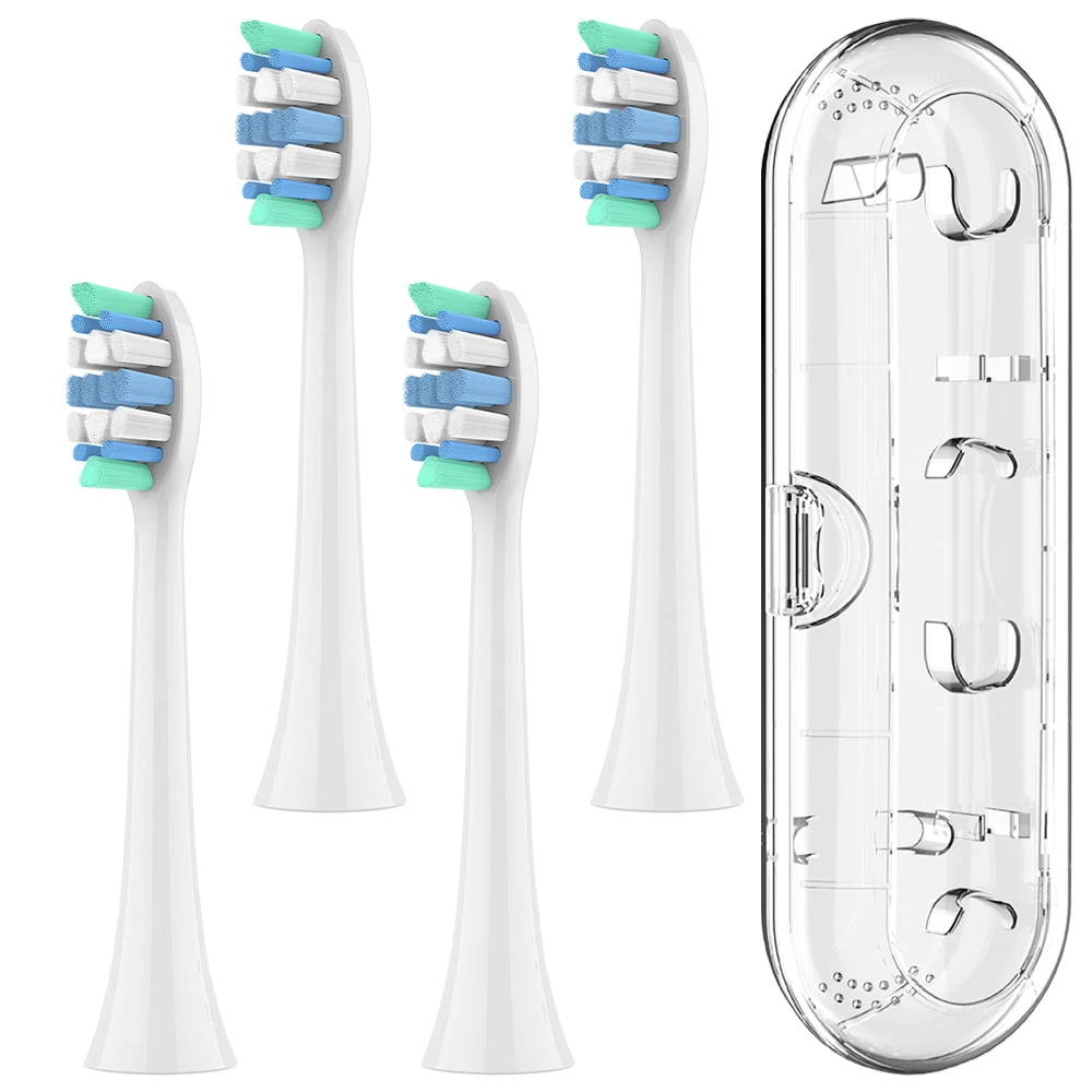 4개의 교체용 브러시 헤드 및 투명 칫솔 여행용 상자, 필립스 소닉케어 전동 칫..