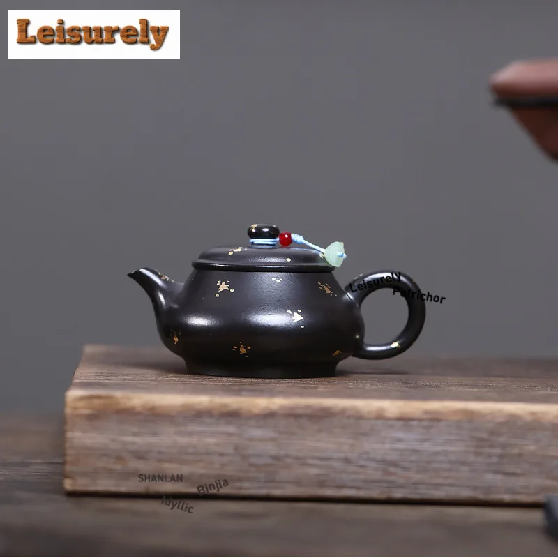 160ml Traditional Yixing Purple Clay Teapots Handmade Sprinkle Gold Pot Raw Ore Dahongpao Mud Kettle With Strainer Zisha Tea Set