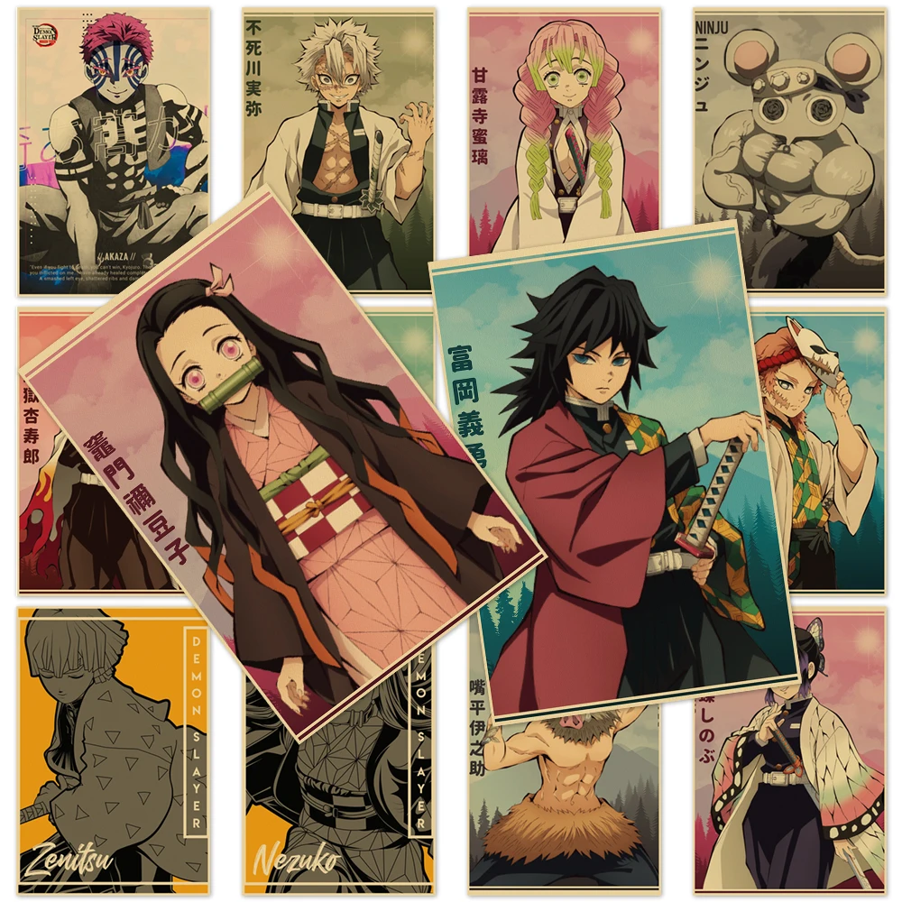 More Style Anime Demon Slayer: Kimetsu No Yaiba Kamado Tanjirou Kamado  Nezuko Film Print Silk Poster Home Wall Decor - Painting & Calligraphy -  AliExpress