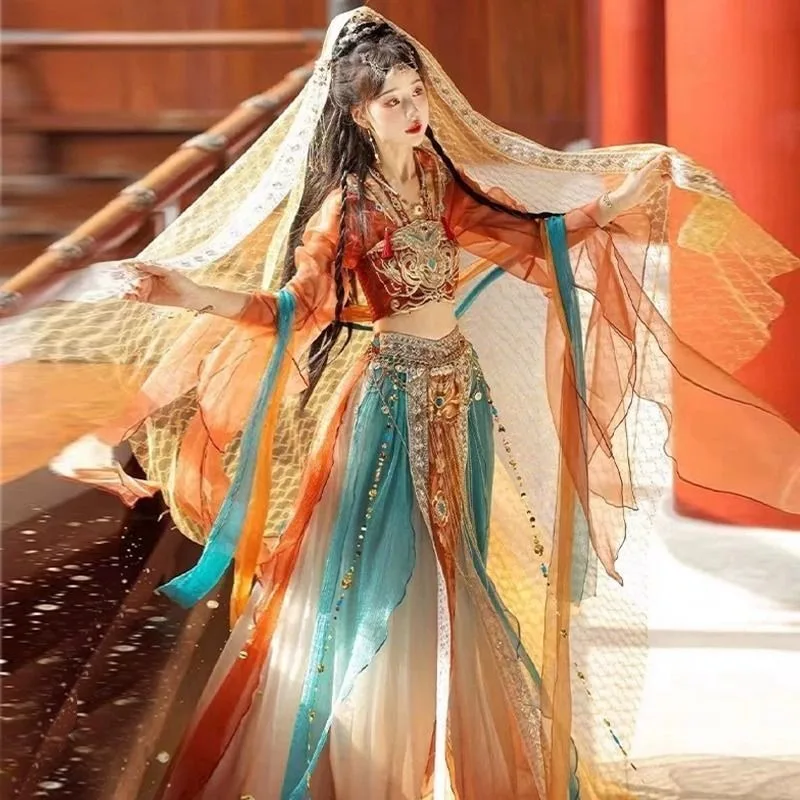 Dunhuang Hanfu Female Dance Han Elements Tianzhu Princess Western Regions Goddess Chinese Traditional Costume Exotic Style dance dress chinese traditional costumes women dance costume stage performance costume