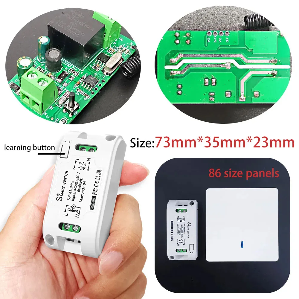 Kit Interruttore Senza Fili 433 MHz - 3 Ricevitori + 2 Interruttori, Fino A 1500W, Per Luci E Elettrodomestici