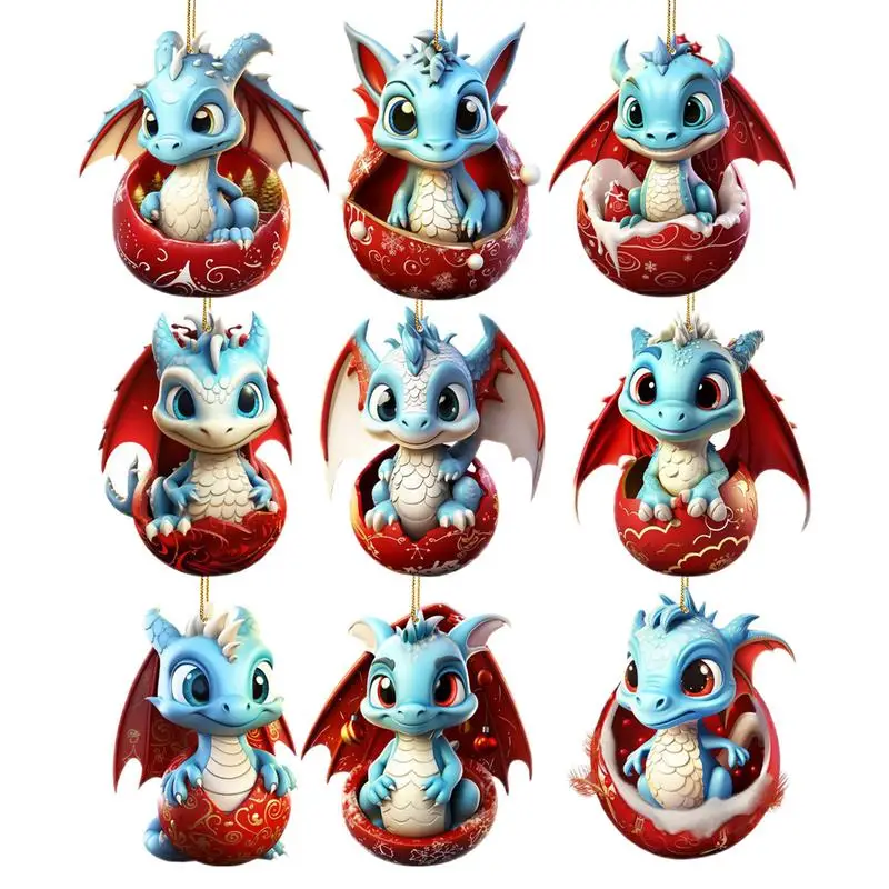 

Dragon Egg 9PCS Adorable Christmas Decorations Tree Ornaments Creative Dragon Figurines Durable Dragon Egg Toy