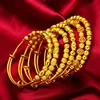 Push-Pull Lucky Bead Bracelet for Women, 24K Gold, AU999 | Engraved "Fortune/Luck" beads, adjustable for daily auspicious charm.