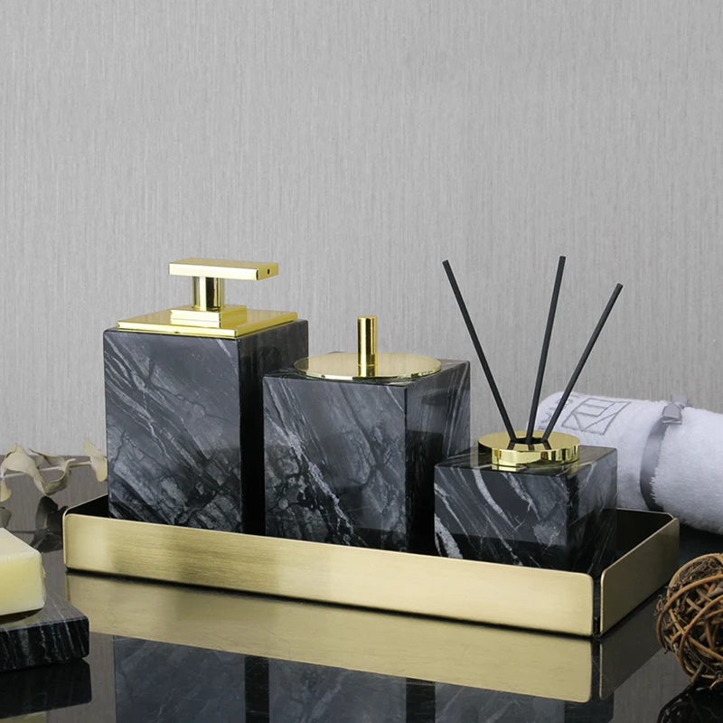 TreeBlackNaturalMarbleSetforBathroomLuxuryToothbrushHolder