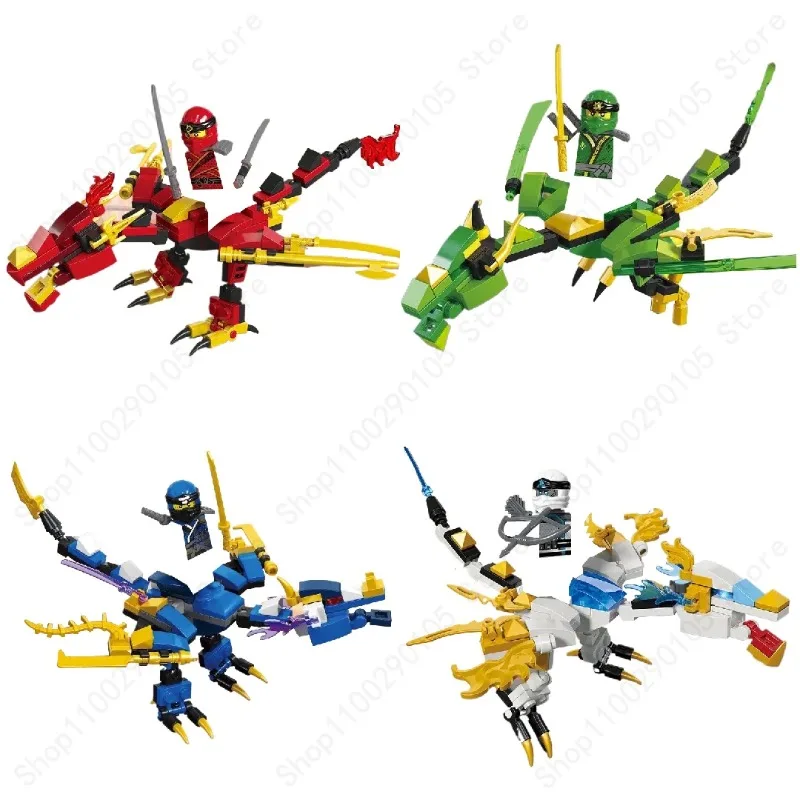 

Anime Ninja Figures Zane Jay Lloyd Kai Bricks with Dragon Dolls Mini Action Toy Figures Building Blocks Assembly Toys Model Gift