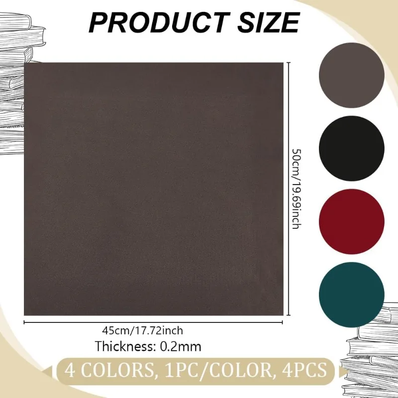 4pcs 4 Colors Notebook Binding Cloth 19.7x17.1 inch Faux Suede Bookcover Fabric DIY Notebook Cloth Protective Cover Bookbinding