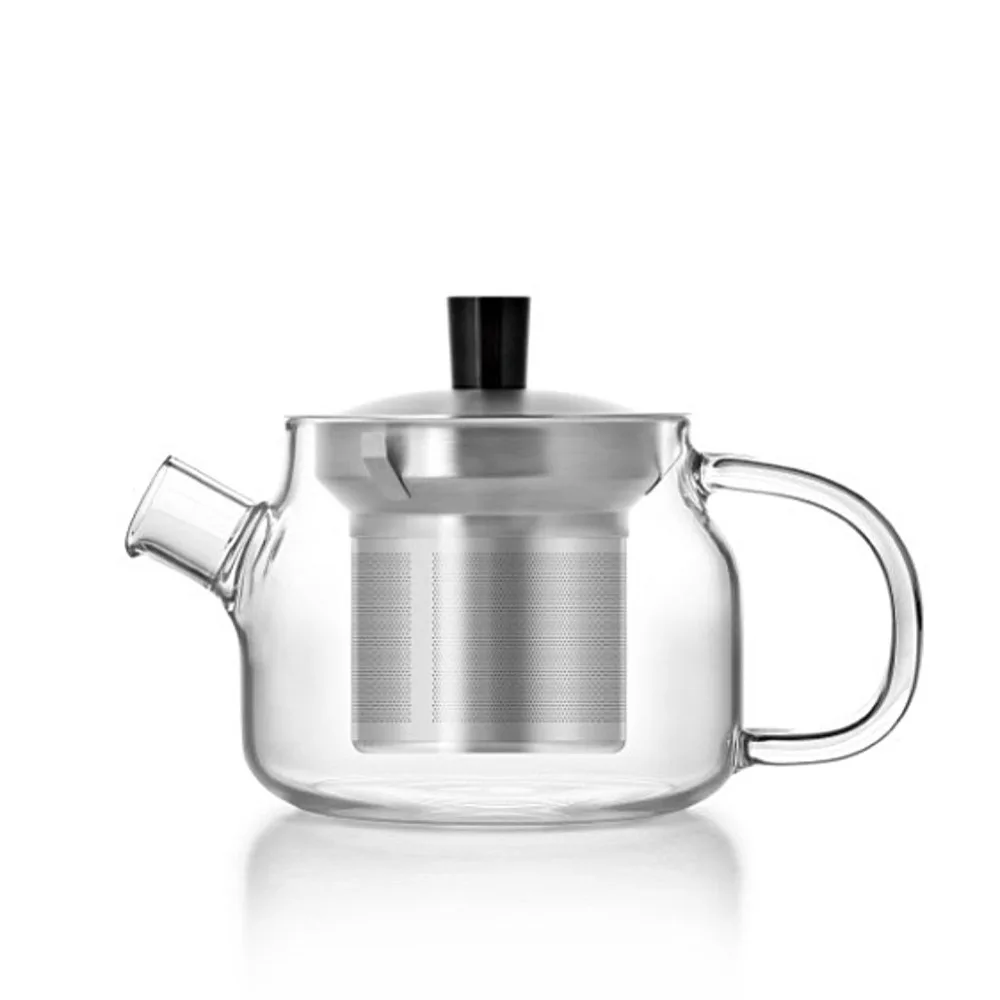 Heatproof Hand Blowing Glass Teapot With Stainless Steel Lid And Tea