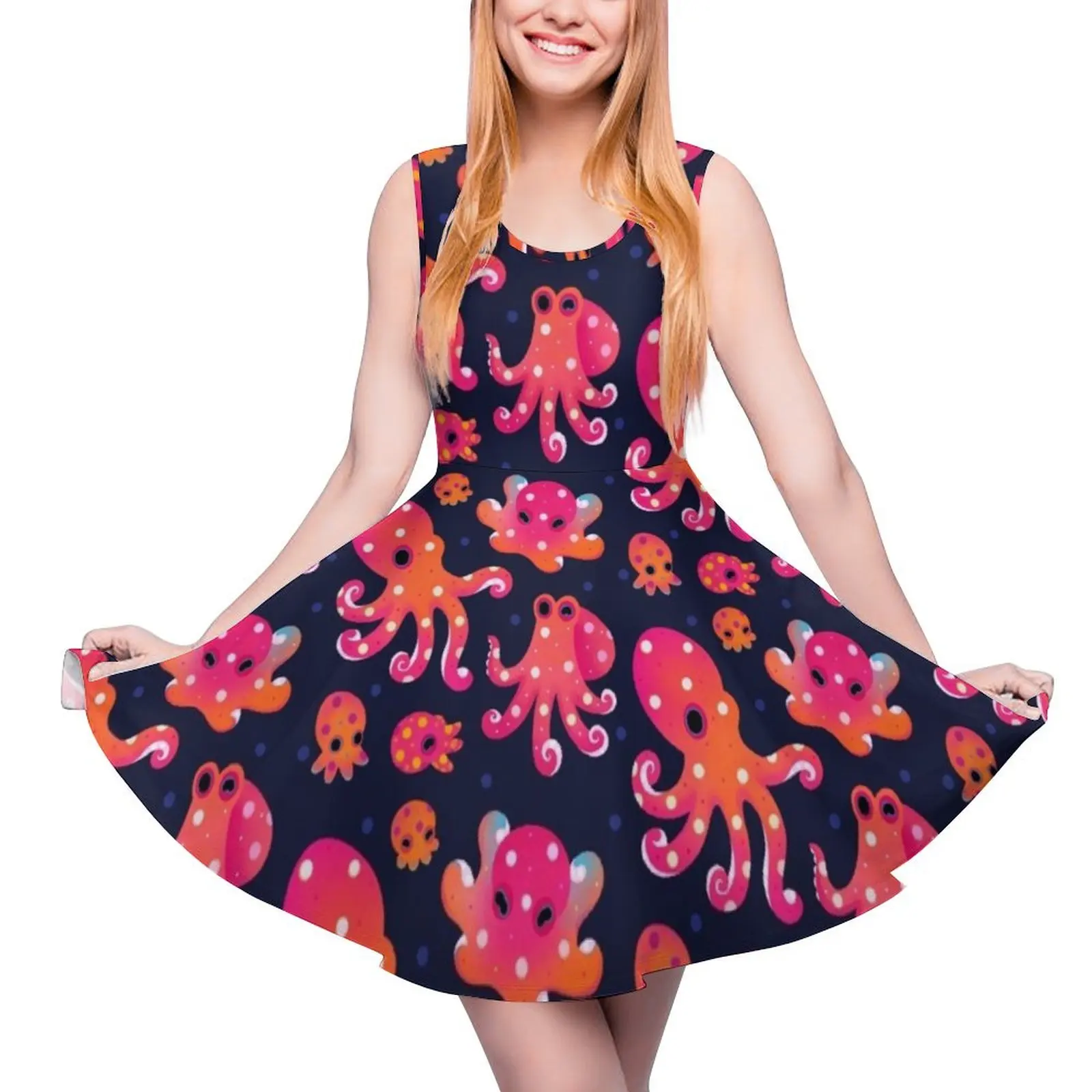 Polka dot octopus - dark Sleeveless Dress womens fashion dresses womens clothing trend 2024 Dresses