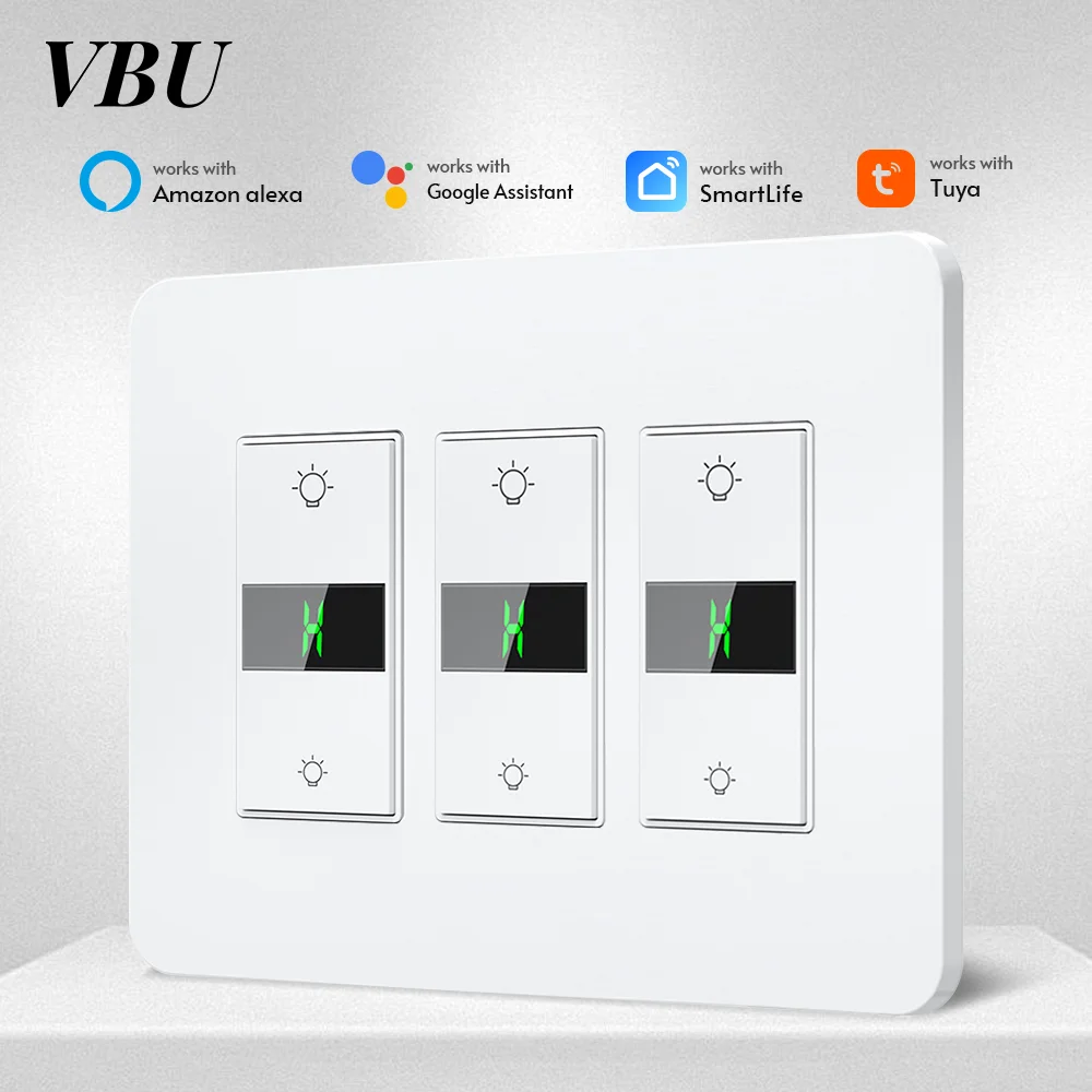 VBU Tuya WiFi US สมาร์ทสวิตช์หรี่ไฟต้องการ Neutral Wire Touch Voice Control โคมไฟสวิทช์ทํางานร่วมกับ Alexa Google Home 1