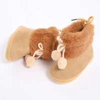 Winter Baby Boots Plus Velvet Snow Booties Baby Shoes Warm baby Girl Shoes Pompom Soft Sole Indoor Walking Shoe 4