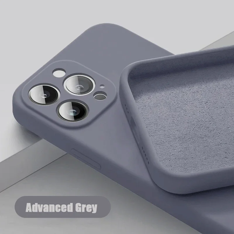 thumbnail image 1 of Nueva funda de teléfono para IPhone 15 14 13 11 12 Pro Max Mini X XS Max 15 Plus silicona Color sólido protección contra caídas y colisiones, 1 of 5