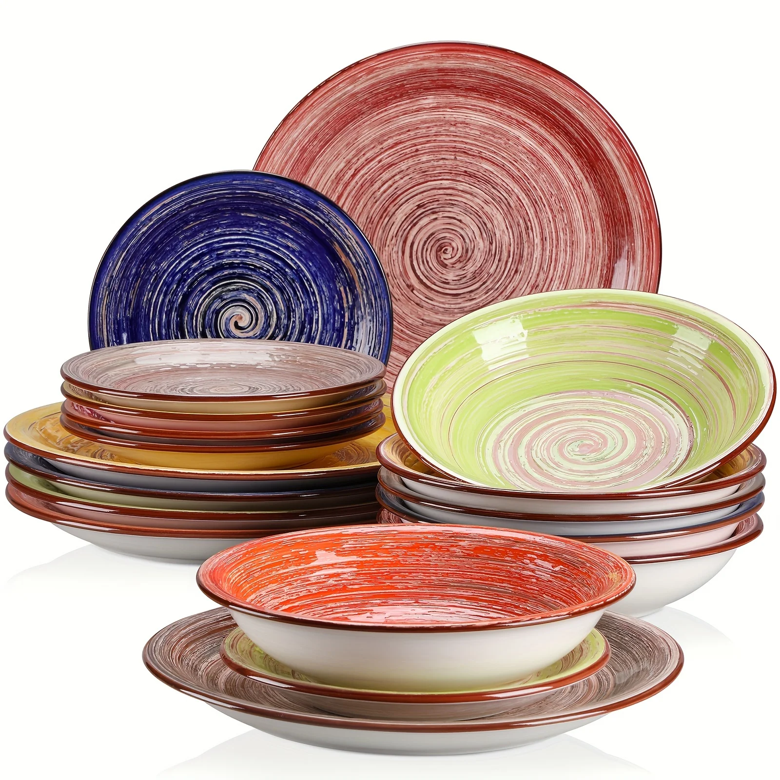 

18 Piece Dinnerware Set Stoneware Tableware Plate Bowl Service for 6 Plastic plates reusable Plate Chopstick set White plates Ti