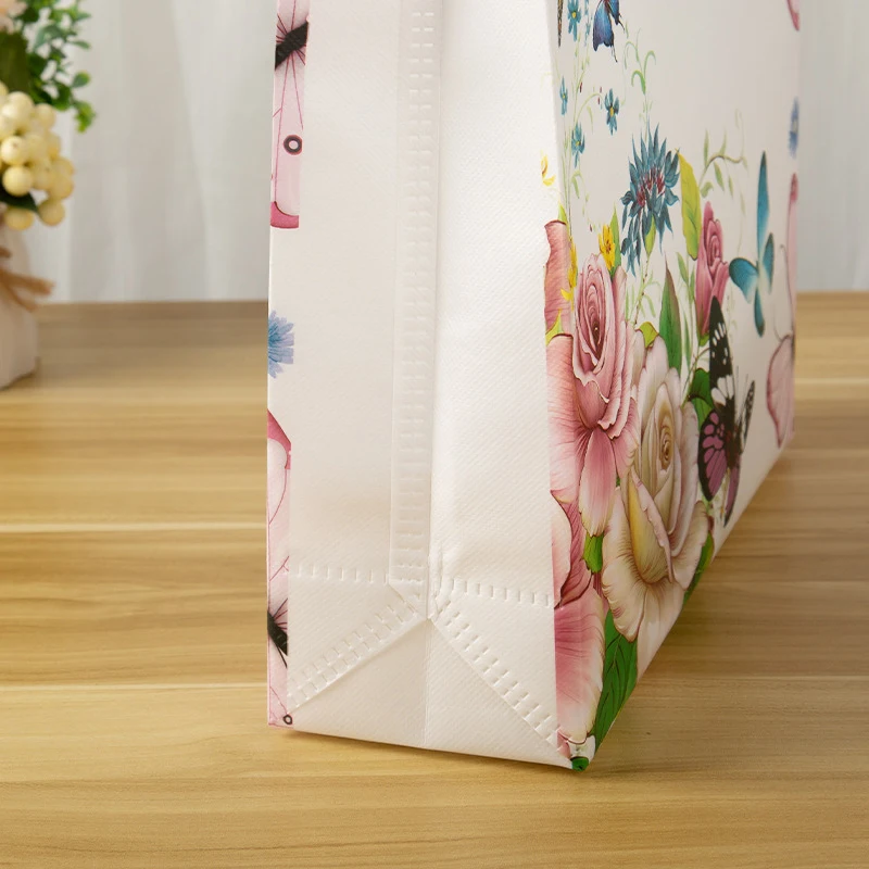 Fashion Flower Shopping Bag Non-woven Fabric Tote Bag Eco Bag Folding Travel Organizer Grocery Storage Bags For Clothes Reusable 5