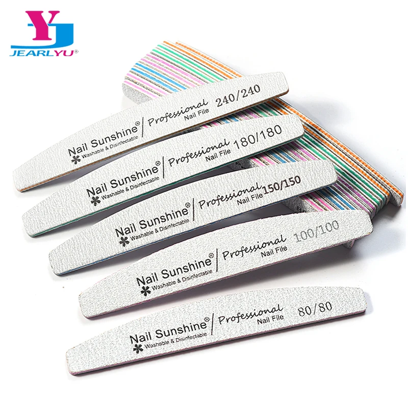 2Pcs Professional Moon Nail Files 80 100 150 180 240 Griting Emery