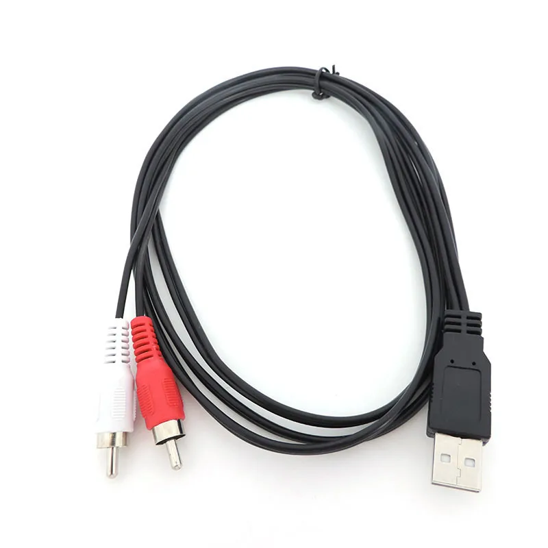 1,5 метров USB A 2,0 штекер к 2 Rca штекер AV разъем преобразователь адаптер кабель питания провод ПК для ТВ AUX аудио видео адаптер Q1