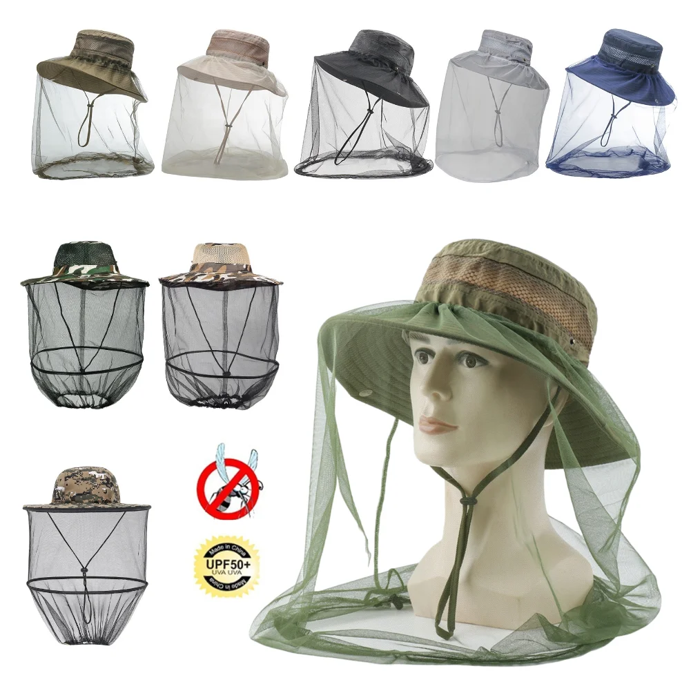 Mosquito Insect Repellent Hat Foldable Anti-mosquito Hat Multifunctional  with Head Net Neck Head Cover for Hiking Travel Camping