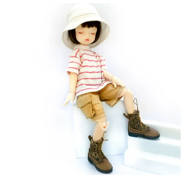 1/ 6 Bjd Doll Clothes Doll Stripe Long Sleeve T-Shirt Overalls Denim Shorts Suits For 1/6, Yosd, 30cm Sd Doll Accessories Toy