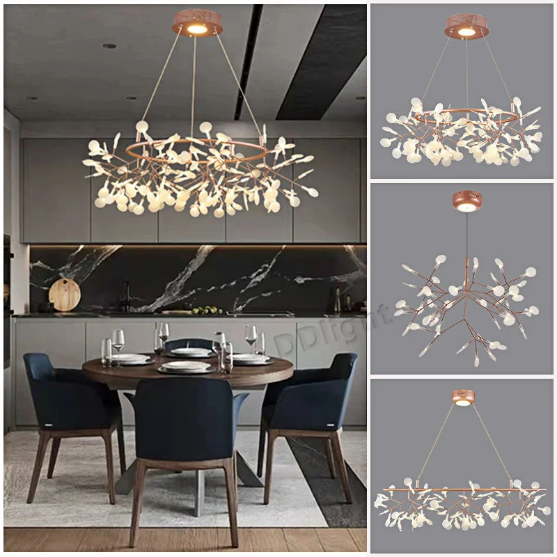 Pendant Lights Chandelier Lighting Pendant Lamp Hanging Chandelier Modern Home Romantic Living Room Kitchen Firefly LED Pendant Lamp Luxury Rings Lustre Lighting