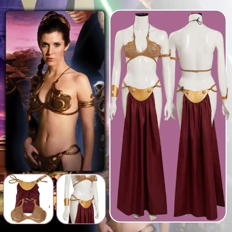 

Princess Leia Cosplay Fantasia Costume Disguise Adult Women Sexy Dress Bikini Outfits Female Halloween Carnival Costume 2023
