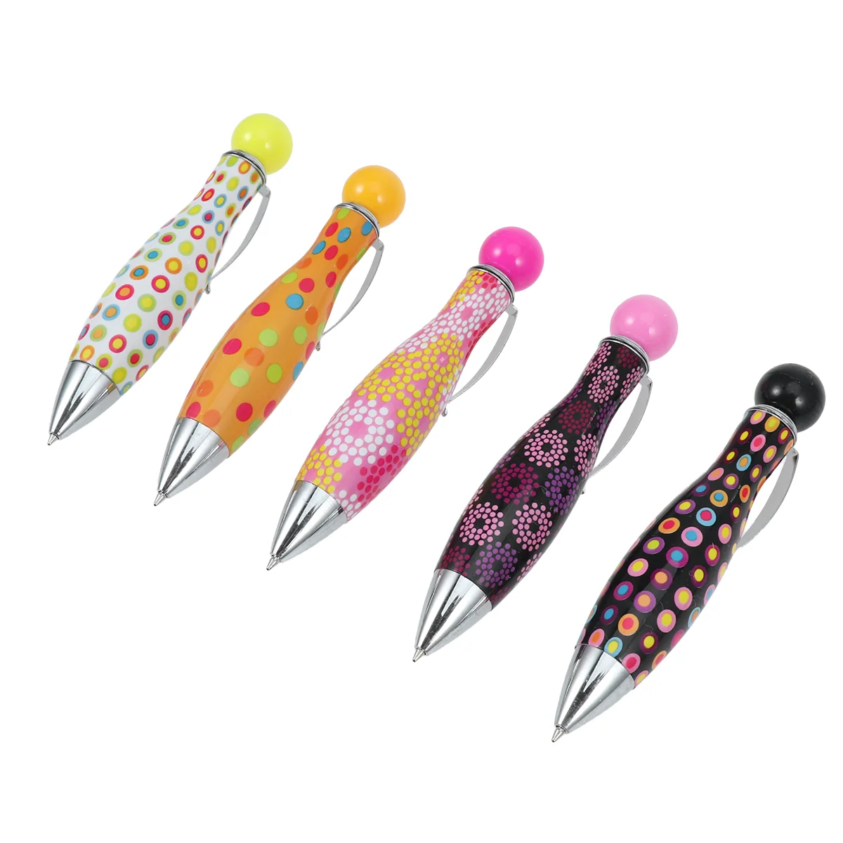 

10Pcs Creative Student Stationery Fat Spotted Bowling Ballpoint Pen Blue Ink Pen Retractable Pen Ball Pen