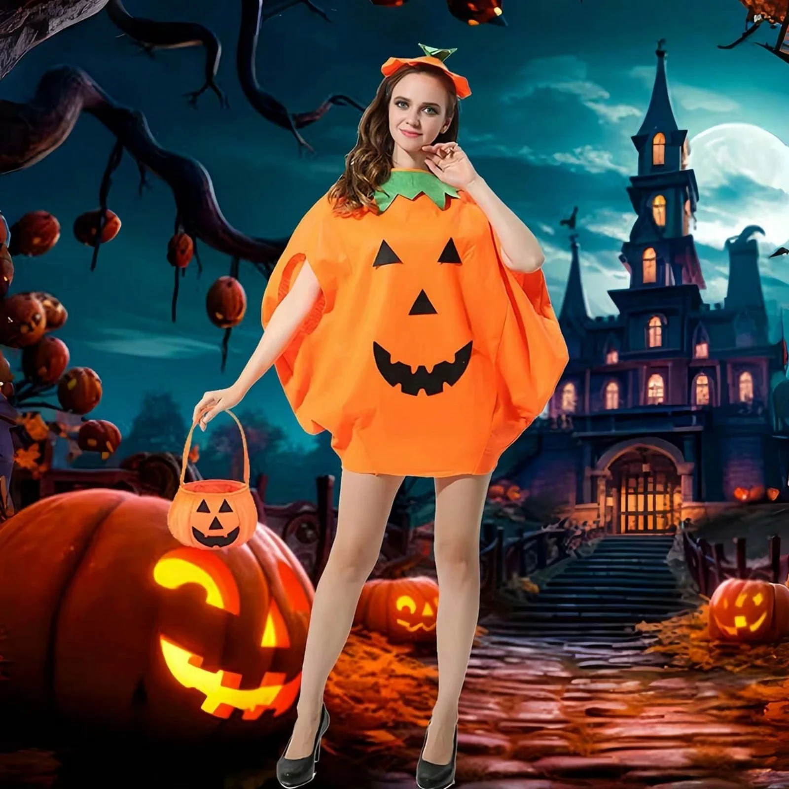 Women's Pumpkin Halloween Costume Set – detail image 2