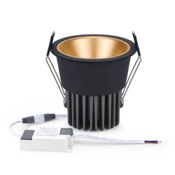 Modern LED Ceiling Recessed Spotlights in White & Gold or Black & Gold Finish - Warm White (Black and Gold)
