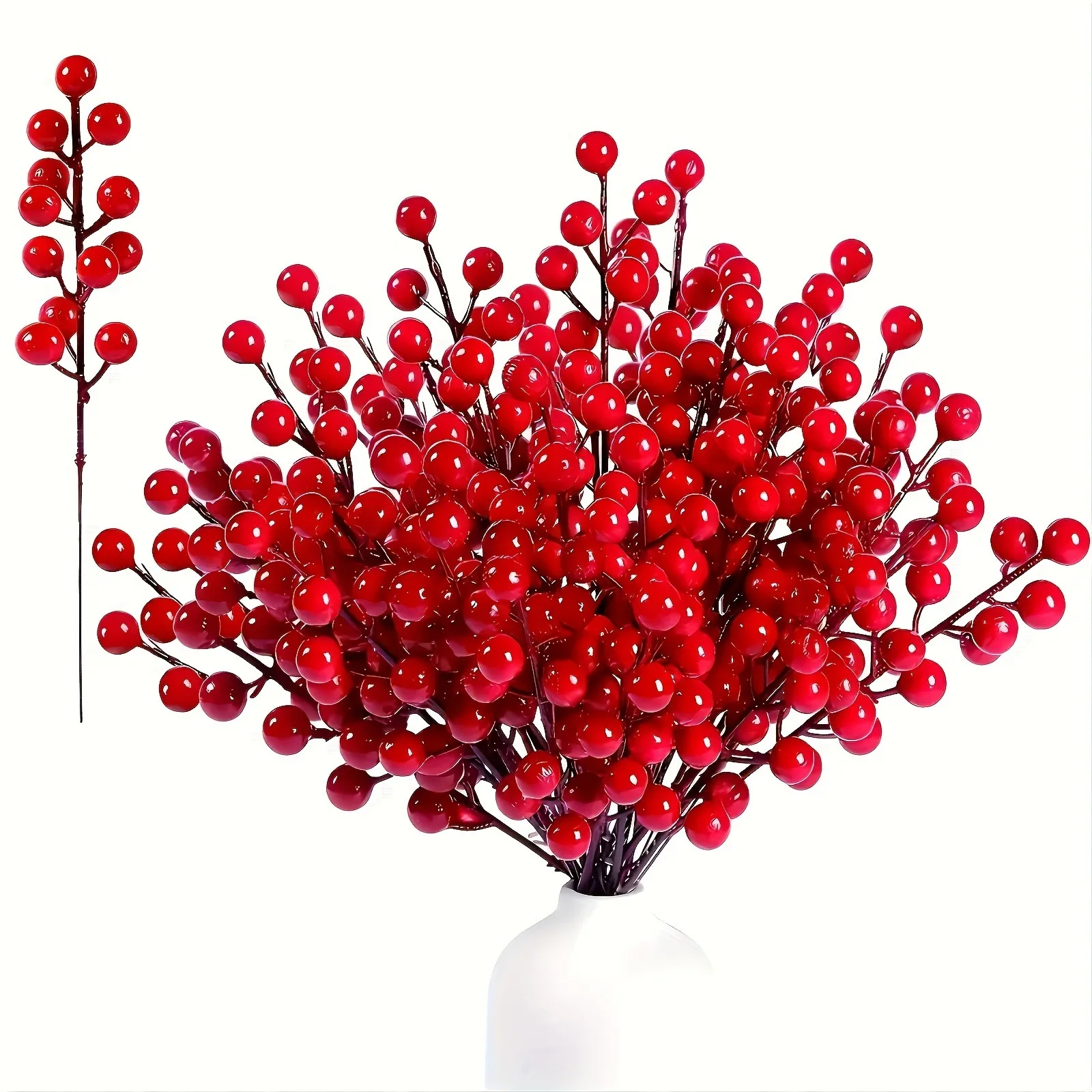 5/10pcs Weihnachts dekoration rote Beeren zweige Weihnachts baum Anhänger für Wohnkultur Weihnachts kranz Neujahr 2025 Geschenk zubehör – Detail 1