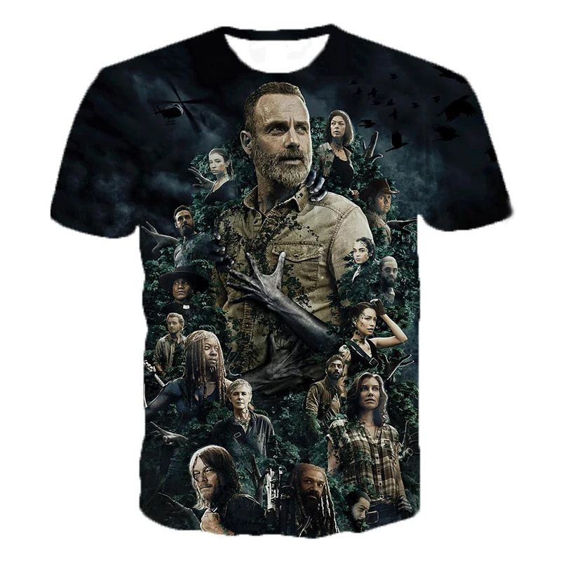 

2021 Horror TV Drama The Walking Dead 3D Printed T Shirt Men Women Fashion Casual T-shirt Hip Hop Streetwear Oversized Tee Tops